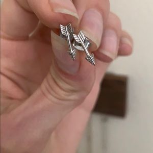 Sterling silver and diamond arrow earrings